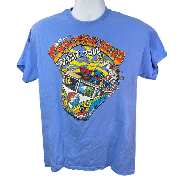 Liquid Blue T-Shirt Men’s Large Psychedelic Graphic Tee GDP 2023 Skull Car Scene - Picture 1 of 9